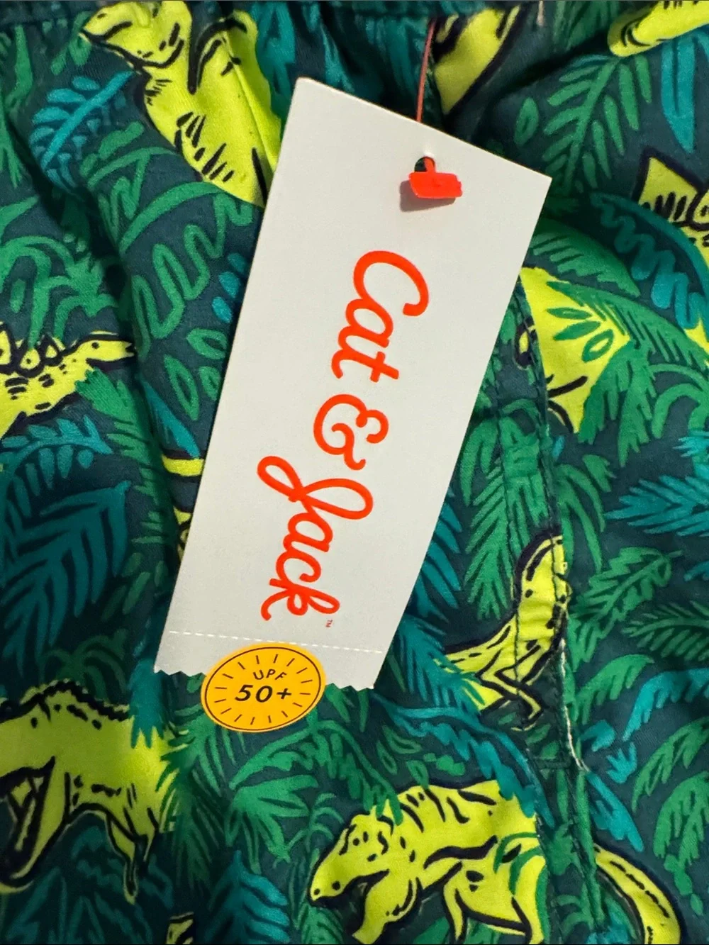 Cat & Jack boys swim trunks NWT and rashguard EUC